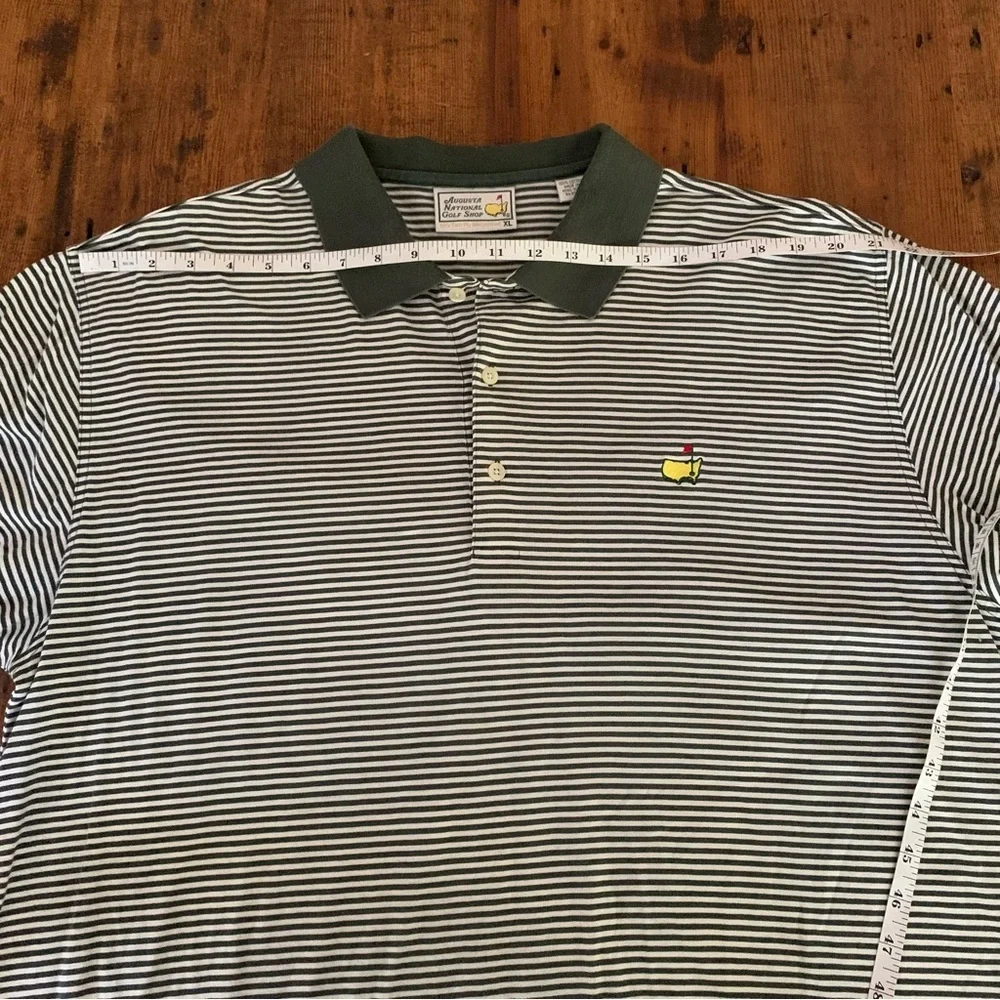 Masters Augusta Mens Forest Green Striped Classic Cotton Golf Polo Sz XL - Picture 10 of 11